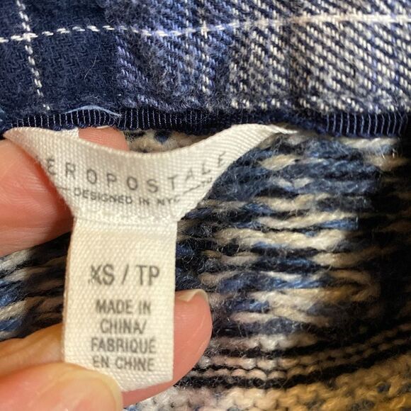 AEROPOSTALE Flannel Button Down Fair Isle Sweater Back - Picture 7 of 8